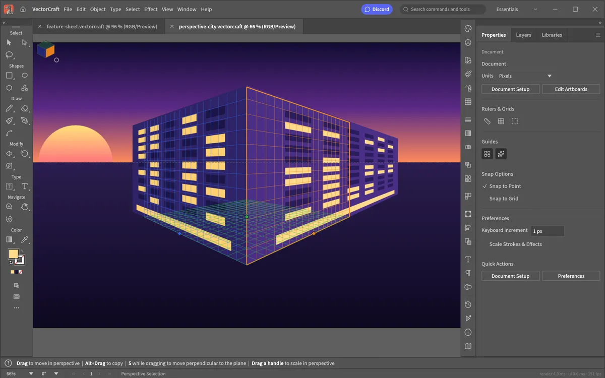 Perspective Grid in the VectorCraft editor